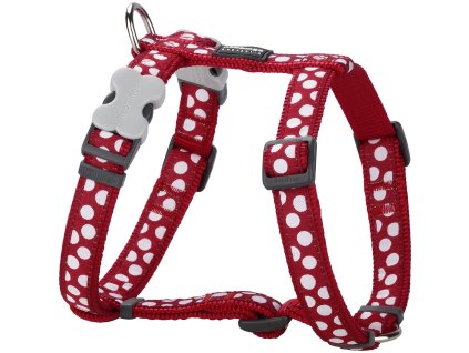Red Dingo postroj – White Spots on Red – 20 mm x 45-66 cm