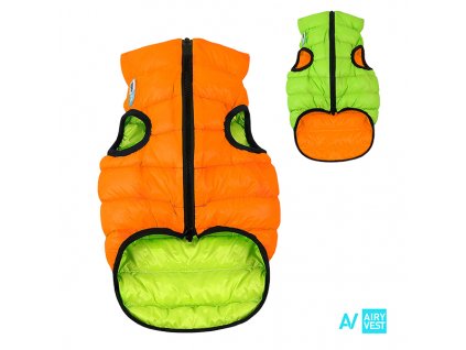 AiryVest bunda pro psy oranžová/zelená M 47