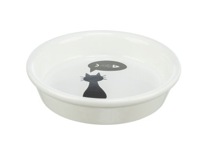 Keramická miska s černou kočkou, s okrajem bílá 0,25 l/13 cm