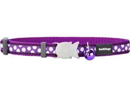 Red Dingo obojek pro kočky – White Spots on Purple – 12 mm