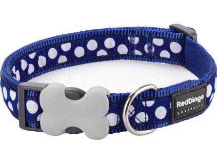 Obojek Red Dingo 25 mm x 41-63 cm - White Spots on Navy