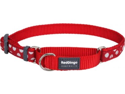 Red Dingo obojek polostahovací – White Spots on Red – 15 mm x 26-40 cm