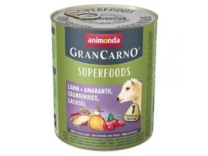 GRANCARNO Superfoods jehněčí,amarant,brusinky,los.olej 800 g pro psy