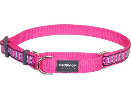 Red Dingo obojek polostahovací reflexní – Bones Hot Pink – 25 mm x 41-62 cm