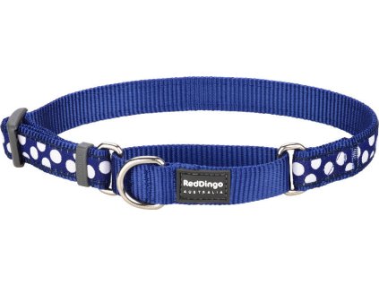 Red Dingo obojek polostahovací – White Spots on Navy – 15 mm x 26-40 cm