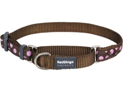 Red Dingo obojek polostahovací – Pink Spots on Brown – 15 mm x 26-40 cm