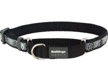 Red Dingo obojek polostahovací – Paw Impressions Black – 15 mm x 26-40 cm