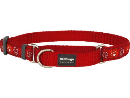Red Dingo obojek polostahovací – Paw Impressions Red – 15 mm x 26-40 cm