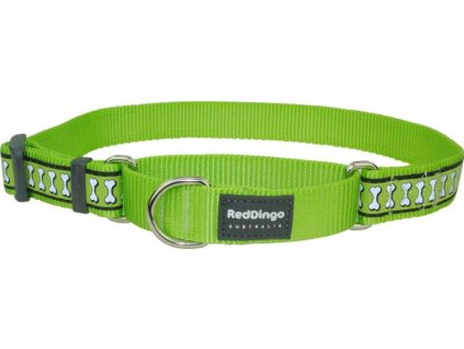Red Dingo obojek polostahovací reflexní – Bones Lime – 15 mm x 26-40 cm