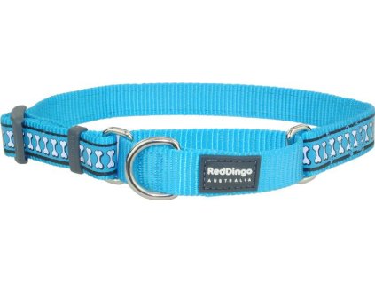 Red Dingo obojek polostahovací reflexní – Bones Turquoise – 15 mm x 26-40 cm
