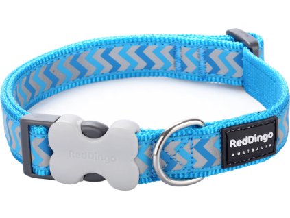 Red Dingo obojek reflexní – Ziggy Turquoise – 25 mm x 41-63 cm