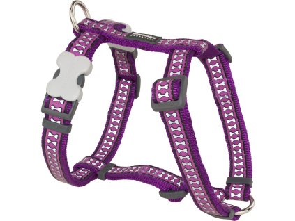 Red Dingo postroj reflexní – Bones Purple – 12 mm x 30-44 cm