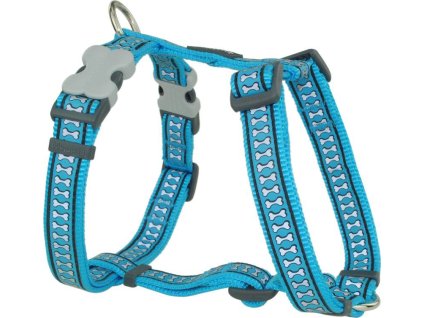 Red Dingo postroj reflexní – Bones Turquoise – 12 mm x 30-44 cm