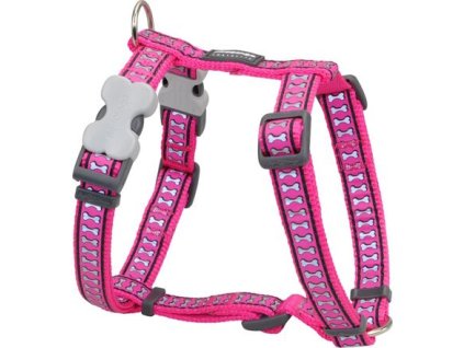 Red Dingo postroj reflexní – Bones Hot Pink – 20 mm x 45-66 cm