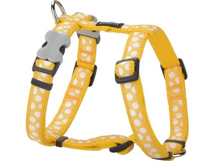 Red Dingo postroj – White Spots on Yellow – 20 mm x 45-66 cm