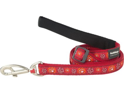 Red Dingo vodítko – Paw Impressions Red – 25 mm x 1,8 m