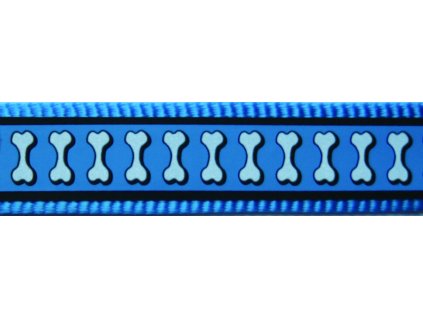 Red Dingo vodítko přepínací reflexní – Bones Turquoise – 20 mm x 2 m