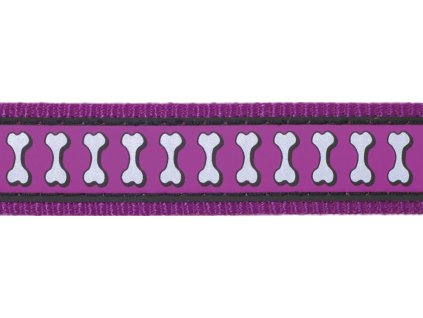 Red Dingo vodítko přepínací reflexní – Bones Purple – 25 mm x 2 m