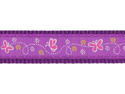 Red Dingo vodítko přepínací – Butterfly Purple – 25 mm x 2 m