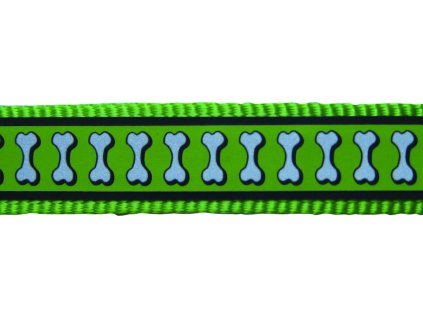 Red Dingo vodítko přepínací reflexní – Bones Lime – 25 mm x 2 m