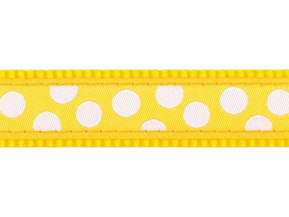 Red Dingo vodítko přepínací – White Spots on Yellow – 25 mm x 2 m
