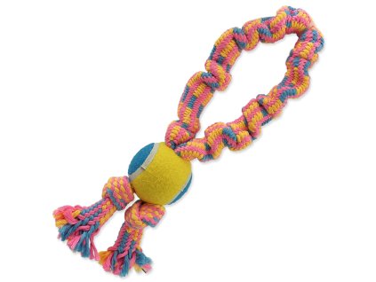 Hračka Dog Fantasy přetahovadlo s tenisákem barevný vzor 2, 2 knoty 32cm