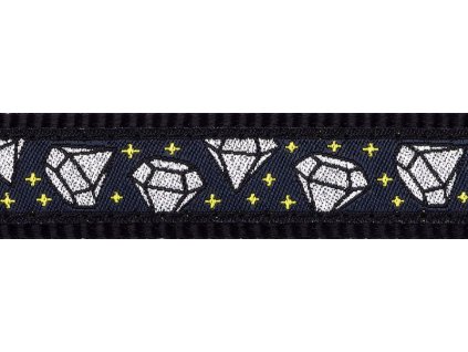 Red Dingo vodítko přepínací – Diamond Black – 12 mm x 2 m