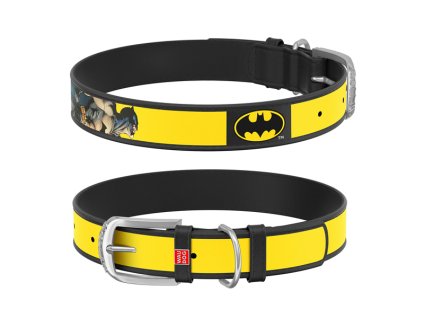 WAUDOG obojek kožený DC Batman logo (37-48cm/2,5cm)