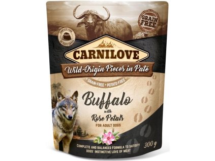 Kapsička Carnilove Dog Paté Buffalo with Rose Petals 300g