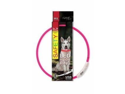 Obojek Dog Fantasy LED nylon růžový 65cm