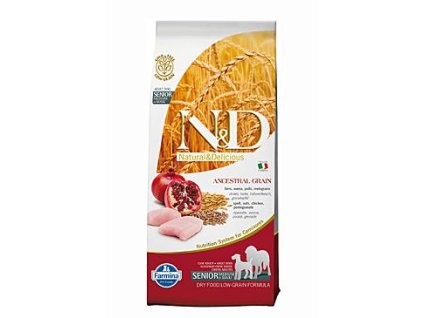 Krmivo N&D Dog Senior Medium & Maxi Ancestral Grain Chicken, Spelt, Oats & Pomegranate 12kg