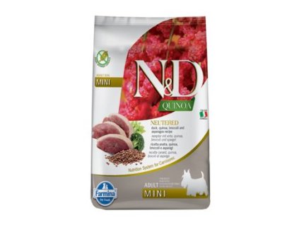 Krmivo N&D Dog Quinoa Neutered Adult Mini Duck, Broccoli & Asparagus 2,5kg
