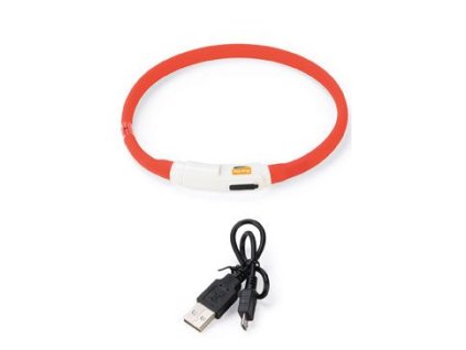Obojek USB Visio Light LED nabíjecí 35cm červený KAR