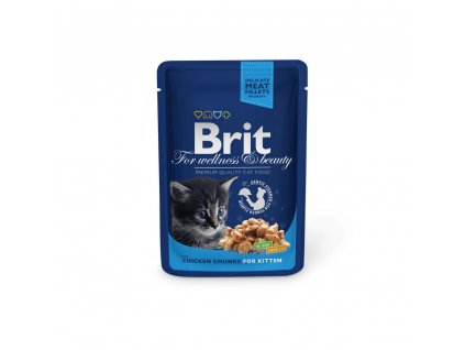 Kapsička Brit Cat Premium Pouches kuřecí kousky pro koťata 100g