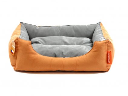 Aminela pelíšek s polštářem L oranžová/šedá 80x70cm