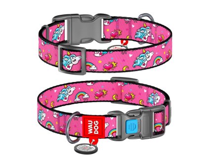 WAUDOG obojek nylonový Jednorožec QR (37-58cm/2,5cm)