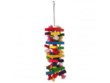 Hračka Bird Jewel závěsná s provazy a dřívky barevná 54cm