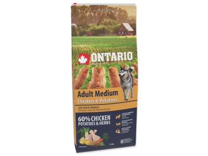 Krmivo Ontario Adult Medium Chicken & Potatoes 12kg