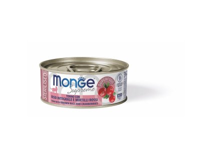 MONGE SUPREME STERILISED tuňák s hnědou rýží a brusinky pro kočky 80 g