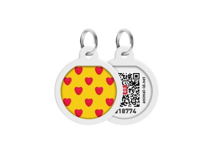 WAUDOG chytrá ID známka s QR tagem Žlutá se srdíčky