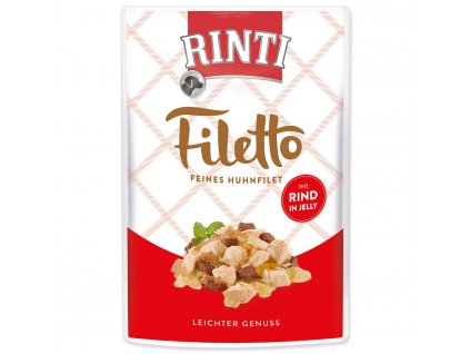 Kapsička Rinti Filetto Adult kuře a hovězí v želé 100g