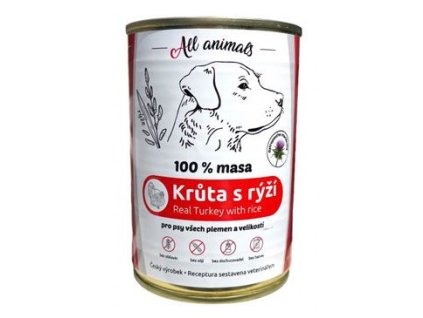 ALL ANIMALS konz. pro psy krůta mletá s rýží 400g