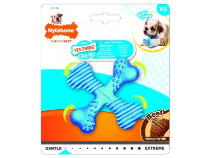 Hračka NYLAB Puppy Teething X Bone Beef S
