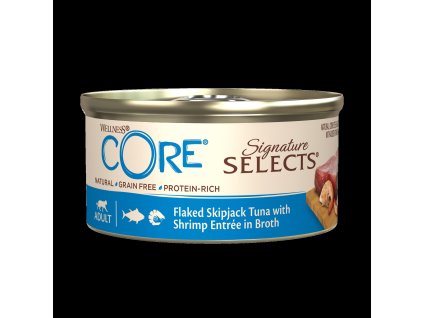 Wellness CORE Signature Selects Flaked Skipjack Tuna with Shrimp Entrée in Broth 79g