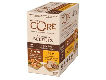 Konzerva Wellness Core Cat Selects Shredded Multipack 632g