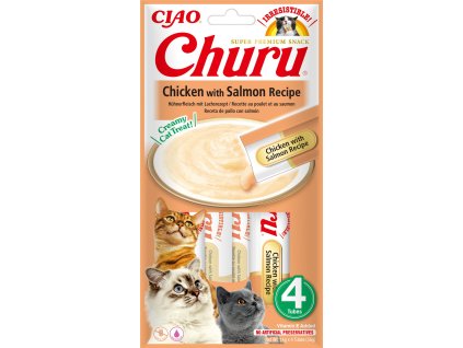 Churu cat masové pyré - kuře, losos 56g