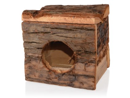Dřevěný domeček s kůrou VELKÝ pro křečky, osmáky a další hlodavce