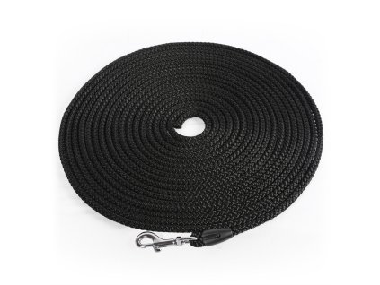 Stopovací vodítko pro psy Tommi kulaté, nylon, 10 m, černá