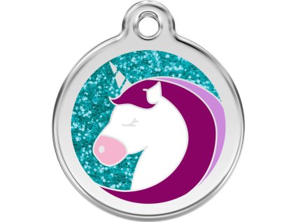 Red Dingo Známka – Unicorn Glitter Aqua – Jednorožec aqua třpytivý velikost známky S - 20 mm