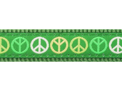 Red Dingo vodítko přepínací – Peace Green – 25 mm x 2 m
